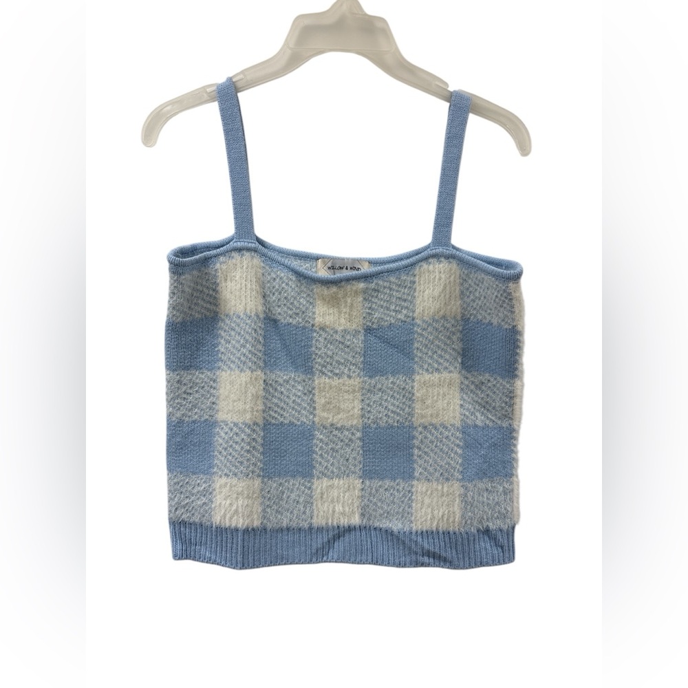 Blue and White Plaid Women's Top Willow and Wind
